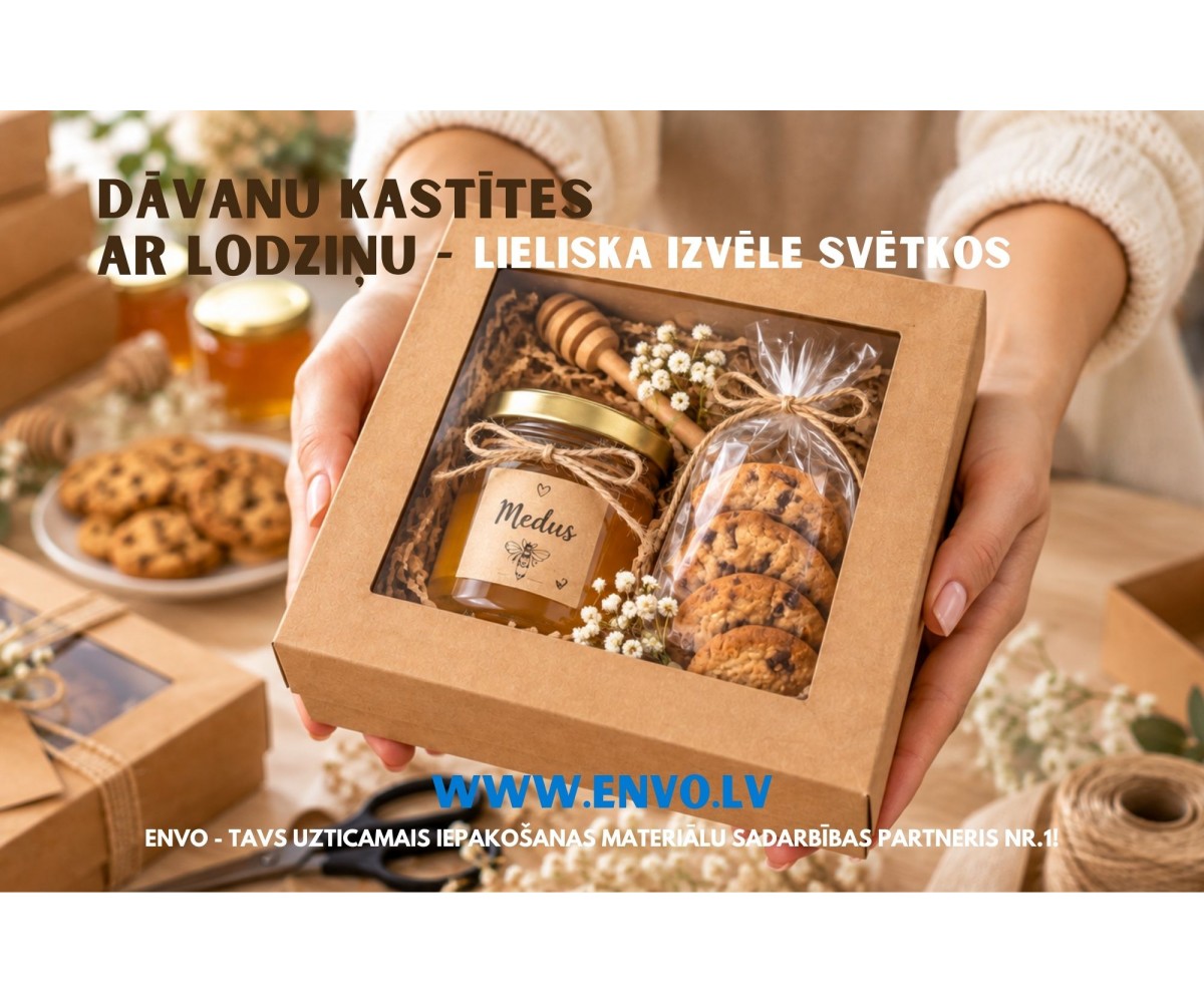 Kartona kastes ar lodziņu – skaists iepakojums dāvanām