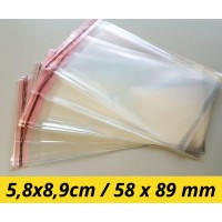 Caurspīdīgas plēves kabatiņas aizlīmējamas 5,8 x 8,9 cm, 500 gab.