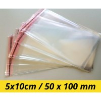 Caurspīdīgas plēves kabatiņas aizlīmējamas 5x10 cm, 500 gab. Caurspīdīgas plēves kabatiņas aizlīmējamas 5x10 cm, 500 gab.