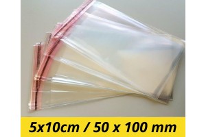 Caurspīdīgas plēves kabatiņas aizlīmējamas 5x10 cm, 500 gab. Caurspīdīgas plēves kabatiņas aizlīmējamas 5x10 cm, 500 gab.