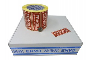 200 Fragile uzlīmes Handle with care uzlīmes 90x35 mm