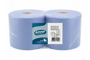 Industriālais papīrs Amoos Professional zils, 2 slāņi, 300 m, 909 loksnes (2 ruļļi)
