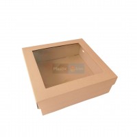 Kartona kaste ar logu un vāku 245x245x80 mm Kartona kaste ar logu un vāku 245x245x80 mm