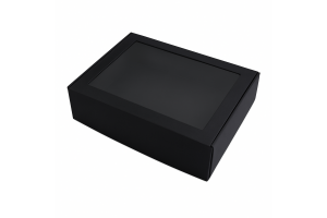 Kartona kaste ar logu melna 250x200x55 mm