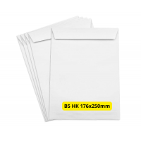 Papīra Aploksnes B5 HK 176x250mm baltas, 500gab