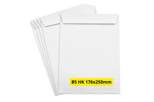 Papīra Aploksnes B5 HK 176x250mm baltas, 500gab