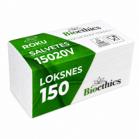 Roku salvetes BIOETHICS 150V 23x22cm, baltas, 2-kārt., (platās 11cm)