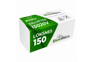 Roku salvetes BIOETHICS 150V 23x22cm, baltas, 2-kārt., (platās 11cm)