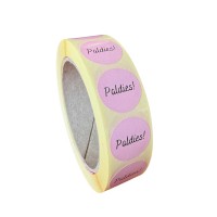 1000 ROZĀ PALDIES uzlīmes, Apaļas formas, izmērs 25mm 1000 ROZĀ PALDIES uzlīmes, Apaļas formas, izmērs 25mm