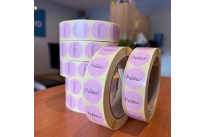 1000 ROZĀ PALDIES uzlīmes, Apaļas formas, izmērs 25mm