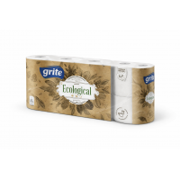Tualetes papīrs GRITE Ecological 8, 3-kārtu, pelēks, 8 ruļļi, Ø11.2